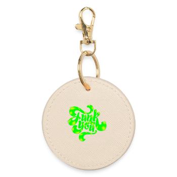 Green Neon Punk Text Design - Round Keyring - oyster - Front