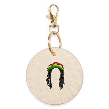 Rasta hairstyle braid hair reggae Jamaica chilling - Porte-clés rond - huître - Devant