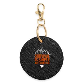 Outdoor survival prepper - Round Keyring - black - Front