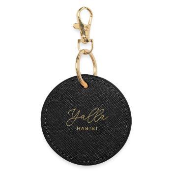 Yalla Habibi Arabic Muslim Treasure Islam Gift - Round Keyring - black - Front