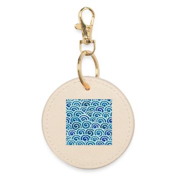 Expressive wave pattern in blue - Round Keyring - oyster - Front