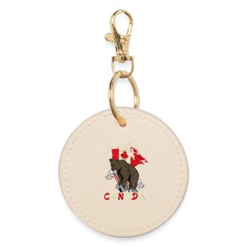 Conception d'ours du Canada avec carte et drapeau - Porte-clés rond - huître - Devant