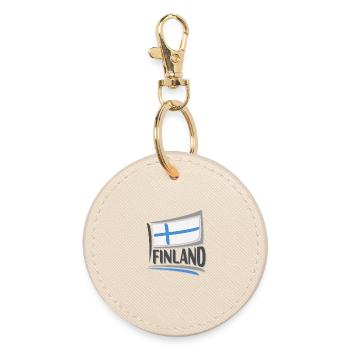 Finland Souvenir Landmark, Finland Flag Travel - Round Keyring - oyster - Front