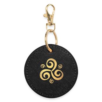 Yoga Gold Triskele Buddhism Meditation Ornament - Round Keyring - black - Front