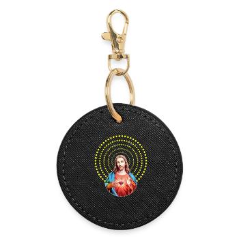 Jesus Christ gift idea Christmas cheesy Xmas - Round Keyring - black - Front