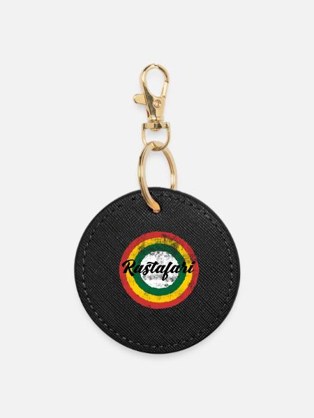 Rastafari Regenbogen Design - Runder Schlüsselanhänger - Schwarz