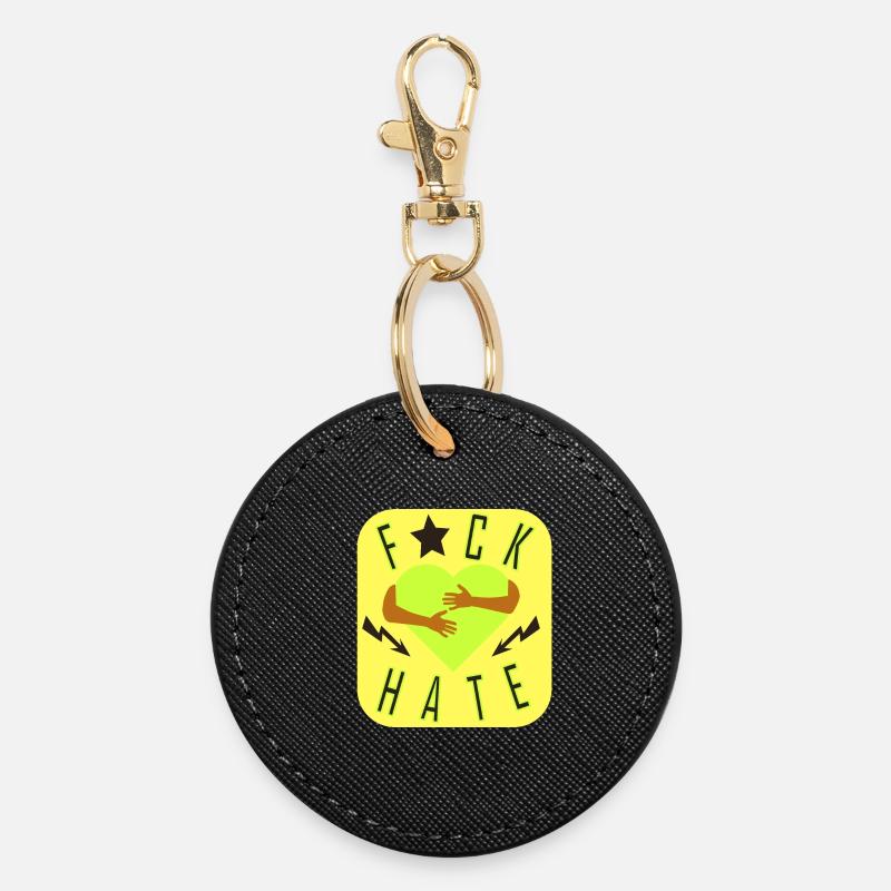 Against hatred - Round Keyring - black