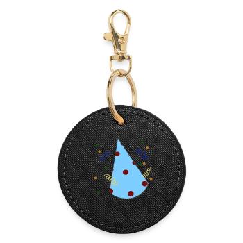 Birthday hat, children's birthday party - Round Keyring - black - Front