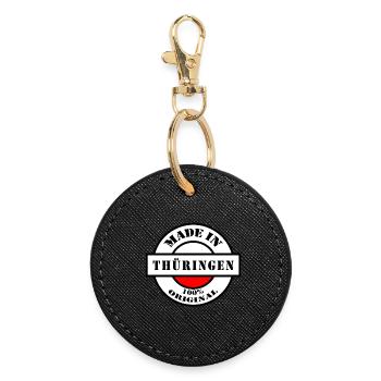 FAIT EN THURINGIE Cadeau né - Porte-clés rond - noir - Devant