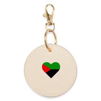 Heart red green black color flag Martinique - Round Keyring - oyster - Front