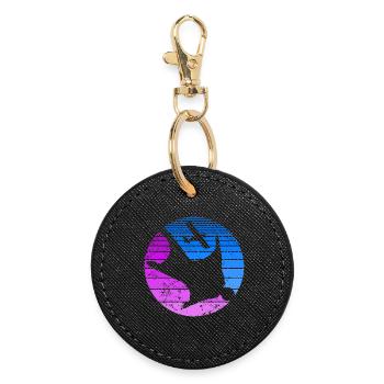 Wingsuit Basejump skydiving retro look - Round Keyring - black - Front