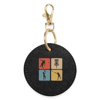 Disc Golf Vintage Sport Design / Geschenkidee - Runder Schlüsselanhänger - Schwarz - Vorne