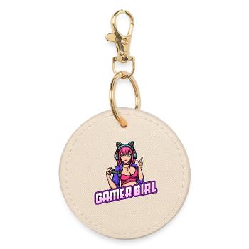 Gamer Queen Headset Controller Zocker - Round Keyring - oyster - Front