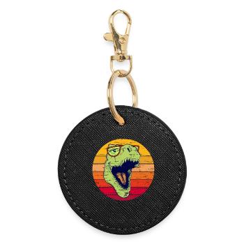T-Rex drôle avec des lunettes | Dino avec lunettes - Porte-clés rond - noir - Devant