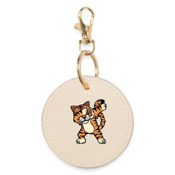 Animal Wildlife Cool Tiger - Round Keyring - oyster - Front