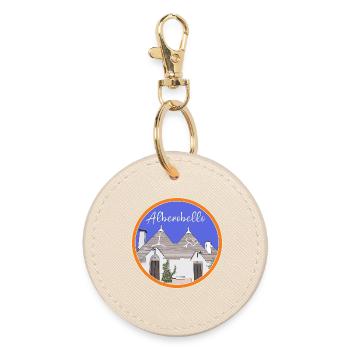 Trulli Houses Alberobello Bari Trullo Italy - Round Keyring - oyster - Front