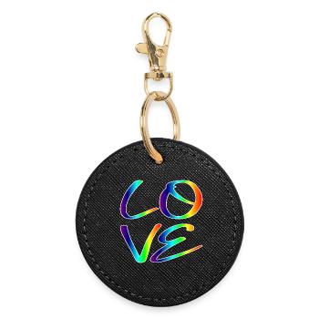 EGALITÉ AMOUR RESPECT - ARC-EN-CIEL LGBTQ - Porte-clés rond - noir - Devant