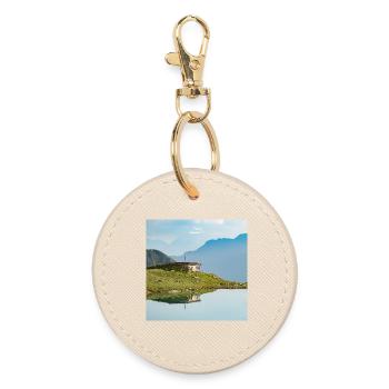 Hauerseehütte mit Bergsee und Alpenpanorama - Runder Schlüsselanhänger - Auster - Vorne