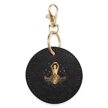 Meditation Gold Yoga Zen Butterflies Gift - Round Keyring - black - Front
