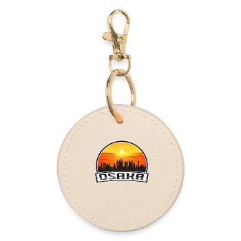 Osaka Japon Skyline Vintage Sunset Voyage Souvenir - Porte-clés rond - huître - Devant
