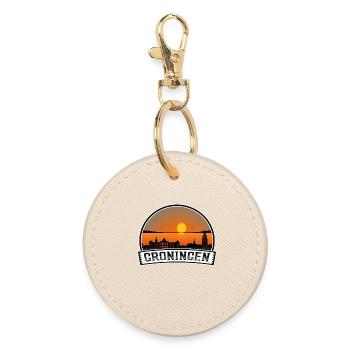 Groningen Niederlande Skyline Vintage Sonnenuntergang Trave - Runder Schlüsselanhänger - Auster - Vorne