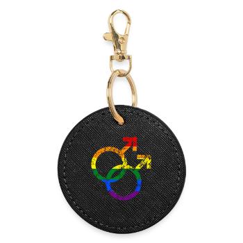 colorful lgbt gay mâle symbole grunge effet - Porte-clés rond - noir - Devant