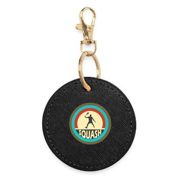 design vintage courge - Porte-clés rond - noir - Devant