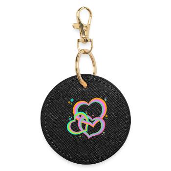 Colorful intertwined hearts for you! - Round Keyring - black - Front