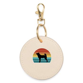 Karelian Bear Dog Silhouette Vintage Sunset for Do - Round Keyring - oyster - Front