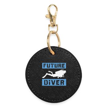Scuba Diving Quote Scuba Diving Design Future Dive - Round Keyring - black - Front