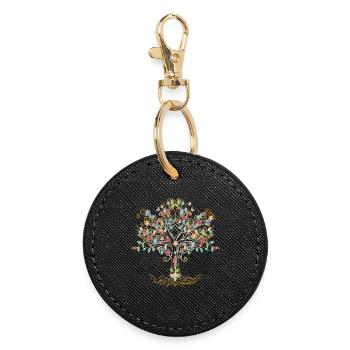 imaginative tree in metallic colors - Round Keyring - black - Front