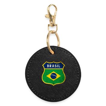 Brazil coat of arms flags design - Round Keyring - black - Front