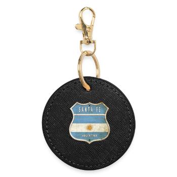 Santa Fe Argentinien Wappen Flaggen Design - Runder Schlüsselanhänger - Schwarz - Vorne