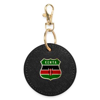 Kenia Wappen Flaggen Design - Runder Schlüsselanhänger - Schwarz - Vorne