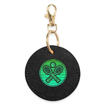 Raquettes de tennis croisées et balle de tennis - Retro Green - Porte-clés rond - noir - Devant