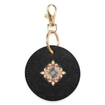 impressive cross of stylized lilies - Round Keyring - black - Front