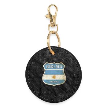 Buenos Aires Argentinien Wappen Flaggen Design - Runder Schlüsselanhänger - Schwarz - Vorne