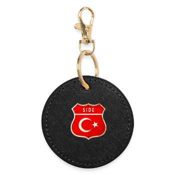 Side Turkey flag coat of arms - Round Keyring - black - Front