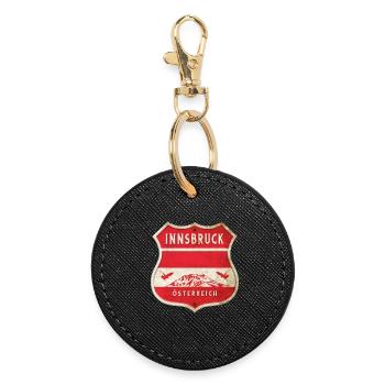 Innsbruck Autriche Armoiries Drapeaux Design - Porte-clés rond - noir - Devant