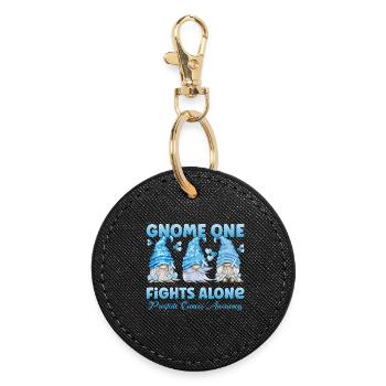 Prostate Cancer Awareness Light Blue Gnome - Round Keyring - black - Front