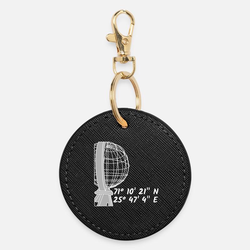 The globe at the North Cape for dark T-shirts - Round Keyring - black