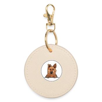Basque Shepherd Dog for Peeking Dog Lovers - Round Keyring - oyster - Front