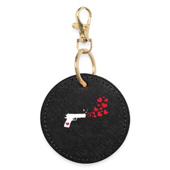 World Peace Heart Peace Love Humanity - Round Keyring - black - Front