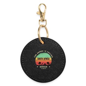 Durban South Africa Safari Design - Round Keyring - black - Front