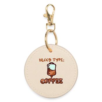Koffein Humorvoll Kaffee Statement Kaffeetrinker - Runder Schlüsselanhänger - Auster - Vorne