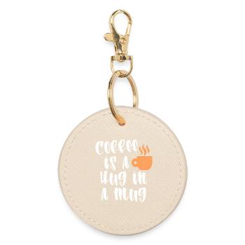 Cool Coffee Statement Caffeine Coffee Cup - Round Keyring - oyster - Front