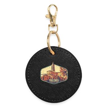 Badge retro, Toulouse France est ma ville natale - Porte-clés rond - noir - Devant
