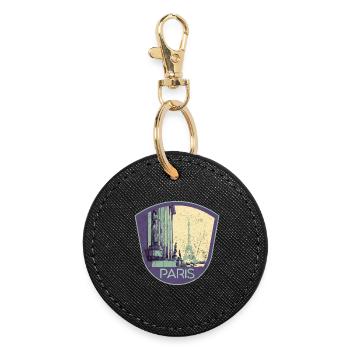 Badge retro, Paris France est ma ville natale - Porte-clés rond - noir - Devant