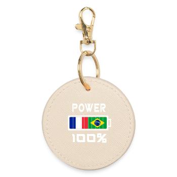 Brazil and France feed 100% - Round Keyring - oyster - Front