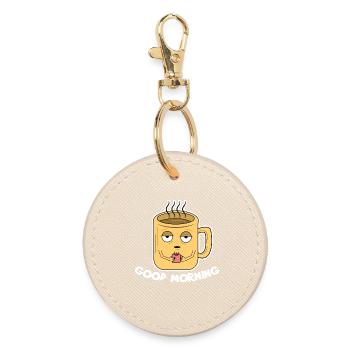 Kaffeetasse Frühstück Kaffeeliebhaber Kaffee - Runder Schlüsselanhänger - Auster - Vorne